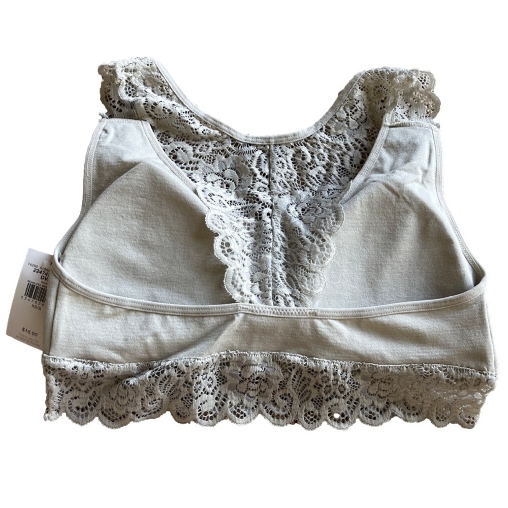 Buckle Lace Razorback Fuller Coverage Gray Bralette - Picture 2 of 4
